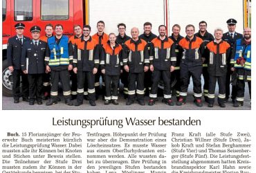 Leistungsprüfung Wasser am 18.05.2018